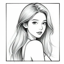 A Woman turning her head towards camera. Storyboard drawing. Close up.