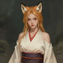 A potrait of a beautiful, shapely woman with fox ears wearing a modest kimono from Skyrim, waifu, digital painting, by Stanley Artgerm Lau, WLOP, Rossdraws, LeraPi, and Sakimichan, digtial painting, trending on ArtStation, deviantart, SFW version