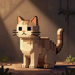 2d pixel art of a cat, full body, no background, lowres