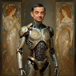 mr bean as a organic cyborg, diffuse lighting, fantasy, intricate, elegant, highly detailed, lifelike, photorealistic, digital painting, artstation, illustration, concept art, smooth, sharp focus, art by john collier and albert aublet and krenz cushart and artem demura and alphonse mucha
