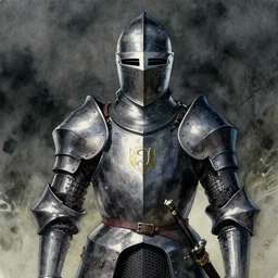 portrait of a black knight in the outdoors, dark fantasy, watercolor, by yoshitaka amano