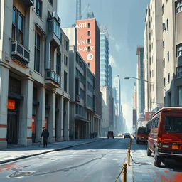a photograph of a futuristic street scene, brutalist style, straight edges, finely detailed oil painting, impasto brush strokes, soft light, 8 k, dramatic composition, dramatic lighting, sharp focus, octane render, masterpiece, by adrian ghenie and jenny saville and zhang jingna