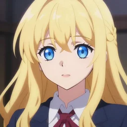 anime girl blue eyes golden hair