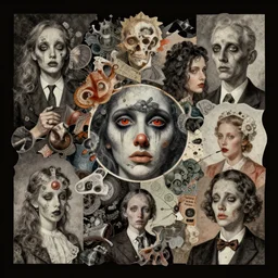 surrealist collage art of demented associations