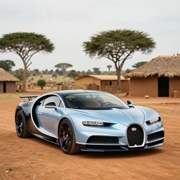 Bugatti Chiron in an African village