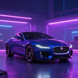 a neon cyberpunk jaguar