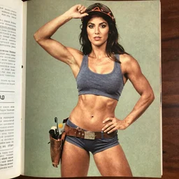 page of a very muscular miner woman. 1 9 9 0 live magazine.