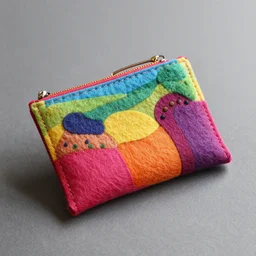 a colorful felt fabric wallet