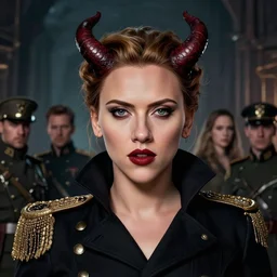 portrait of scarlett johansson as an evil demon, colourised, face portrait, epic, tragic, military art, fantasy, dieselpunk, hd shot, digital portrait, beautiful, artstation, comic style, by artgerm, guy denning, jakub rozalski, magali villeneuve and charlie bowater