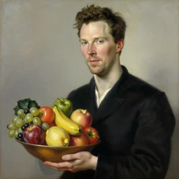 benedict cumberbatch made with fruits, oil painting by giuseppe arcimboldo