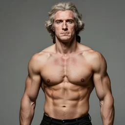a modern day photo, of an incrediblely muscular, handsome and shirtless thomas jefferson.