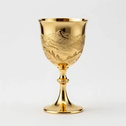 engraved golden goblet, professional product shot, isolated on a pure white background, centered, entire object in frame, sharp focus, soft studio lighting