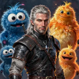 ciri from the witcher 3 video game, huggy wuggy from poppy playtime video game, fullbody, ultra high detailed, glowing lights, oil painting, greg rutkowski, charlie bowater, beeple, unreal 5, daz, hyperrealistic, octane render, rpg portrait, dynamic lighting, fantasy art, beautiful face