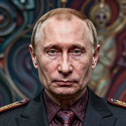 ramzan kadyrov became bloody ugly puppet of putin, photo - realistic, color image, 2 k, highly detailed, bodyhorror, occult art, by giger