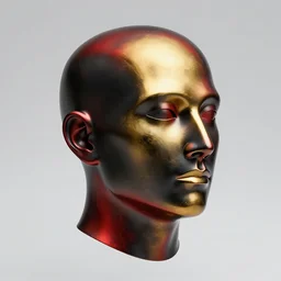 a head made out of melting metal, it is of black and golden and red color, it is wearing sunglasses and a hat, there are flowers all around it, blue paint melting, vogue cover style, greg rutkowski style