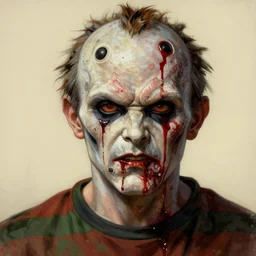painted closeup portrait of freddy krueger, bloody, old, charming, majestic, evil, fantasy, intricate, elegant, extremely detailed digital painting, trending artstation, concept art, sharp focus illustration art by alphonse mucha, greg rutkowski, craig mullins