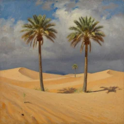 a painting of desert oasis by alexandr averin, dramatic lighting
