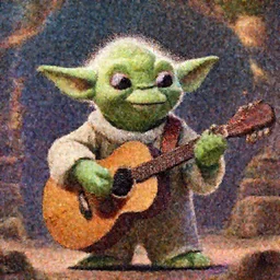 a wholesome illustration of a Yoda playing the acoustic guitar at Woodstock hippie concert, studio Ghibli,  Pixar and Disney animation, sharp, Rendered in Redshift and Unreal Engine 5 by Greg Rutkowski, Bloom, dramatic lighting