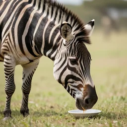 photograph of a zebra drinking a cup of coffee