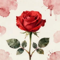a red rose, wallpaper, beautiful, digital art, artstation, ultra detailed, 4k, watercolor ink