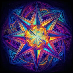 star tetrahedron, psychedelic art, ray tracing, alex grey