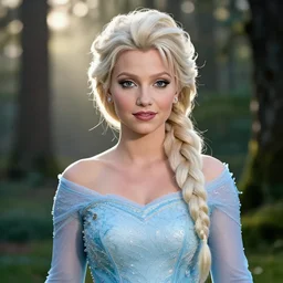 Beautiful elsa, Looks like Britney Spears, In the woods, Dramatic, Edge, Good, Infused, Backlight, De-Noise, VFX, insanely detailed and intricate, hypermaximalist, elegant, ornate, hyper realistic, super detailed, by Anthony Van Dyck, by Ivan Shishkin, by John Constable