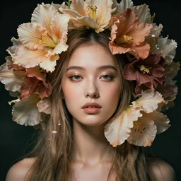 portrait, beautiful flower Fairy, face portrait, raphael lacoste, eddie mendoza, alex ross, concept art, matte painting, highly detailed, rule of thirds, dynamic lighting, cinematic, detailed, denoised, centerd