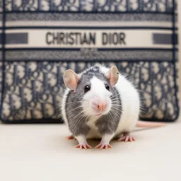 a rat wearing christian dior