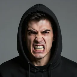 Forever Alone Rage Face wearing a black hoodie, 4k resolution, 8k resolution, HD Quality, highly detailed, very detailed, detailed, studio quality lighting, digital art, trending on art station, dramatic lighting