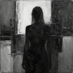 a solemn simulacrum, trending on artstation, masterpiece, abstract black and white oil on canvas