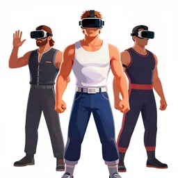 wrestler characters wearing vr goggles, gta cover, apex legends trending on artstation, digital illustration