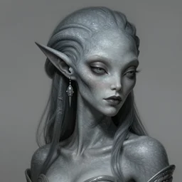 portrait of a beautiful grey alien goddess, intricate, elegant, highly detailed, ray tracing, digital painting, artstation, concept art, smooth, sharp focus, illustration, art by artgerm and greg rutkowski, 8 k