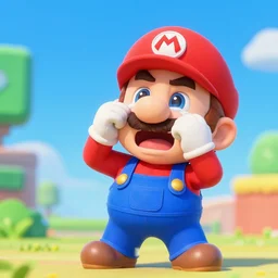 super mario causing a little kid to cry and scream