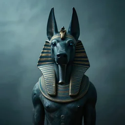 eerie atmospheric photographic portrait of anubis