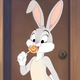 lola bunny licking a lollipop