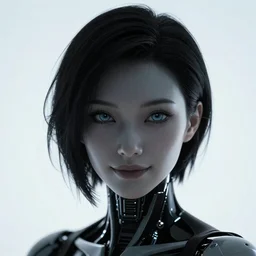 sci - fi silhouette ghost in the shell, elegant lady, big eyes, smiling face, extremely high detail, extremely high detailed face, cyborg, photorealism, sony a 7 r