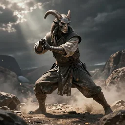 neanderthal jedi, realistic epic battle pose