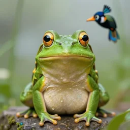 portrait frog dog peacok