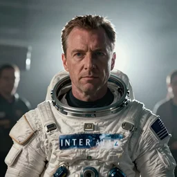 cinematic close up shot of saul goodman wearing the spacesuit in scene from the movie interstellar ,backlight , DOP test, fog, moody, high quality film still