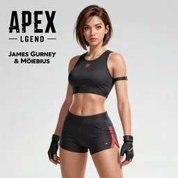Apex legends cyberpunk fitness babe. Concept art by James Gurney and Mœbius.