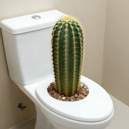 a cactus on a toilet