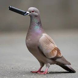 peace pigeon holding a gun in its beak
