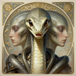 symmetry!! portrait of snake alien in the style of horizon zero dawn, machine face, intricate, elegant, highly detailed, digital painting, artstation, concept art, smooth, sharp focus, illustration, art by artgerm and greg rutkowski and alphonse mucha, 8 k