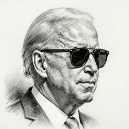 pencil drawing joe biden with sunglasses in the style of charles burns