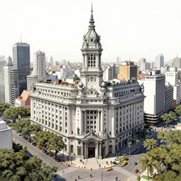 hyperdetailed drawing of city of Buenos Aires