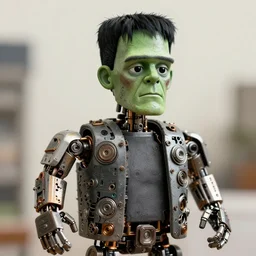 a frankenstein monster made out of machine parts, 8 k, shallow depth of field, 8 k, ultra high detail, concept art, w 1 0 2 4