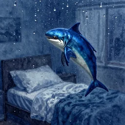 a blue moody watercolor, rain on window, raindrops on glass, bed reflected, highly detailed, digital painting, artstation, concept art, smooth, sharp focus, dynamic lighting by delphin enjolras, ultrarealistic, cinematic, octane render, 8 k