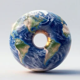 earth in the shape of a donut, digital art, 4 k, realism