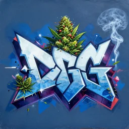 matte painting rick ross, weed, graffiti, hard edges, geometric 3 d shapes, deep blue, og, street art, asymmetrical, marijuana, smoke, highly detailed masterpiece by sachin teng x supreme