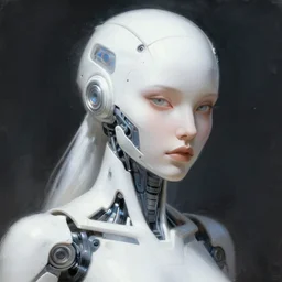 a white cast futuristic biomechanical humanoid woman with prety face, futuristic digital painting, cyberpunk, 8 k,